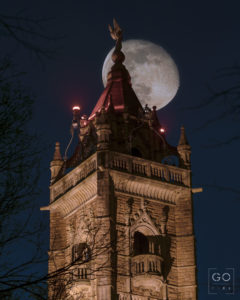 The Moon behind the Cabot Tower